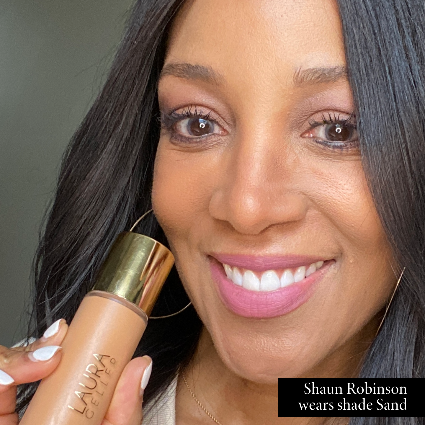 Shaun Robinson wears shade Sand