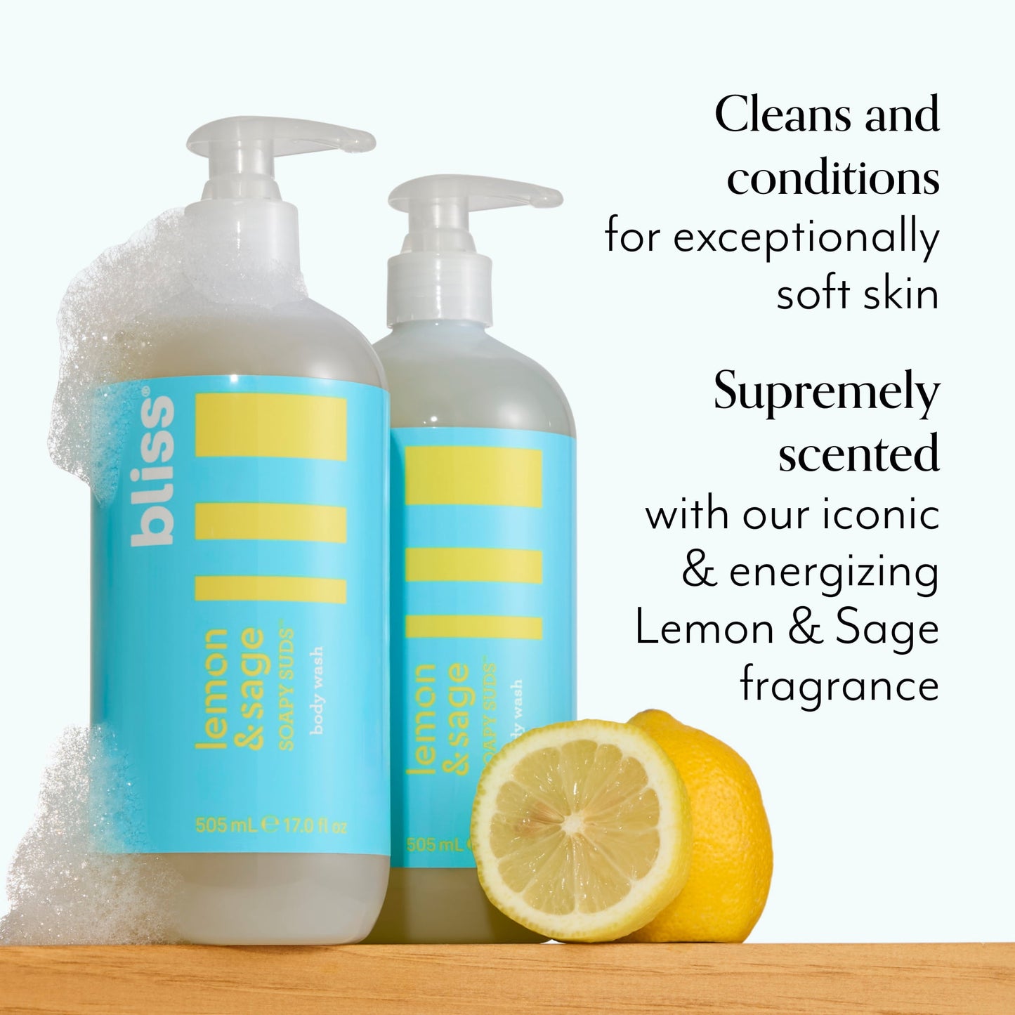 Bliss x LG Soapy Suds Bodywash product benefits - cleans and conditions, supremely scented