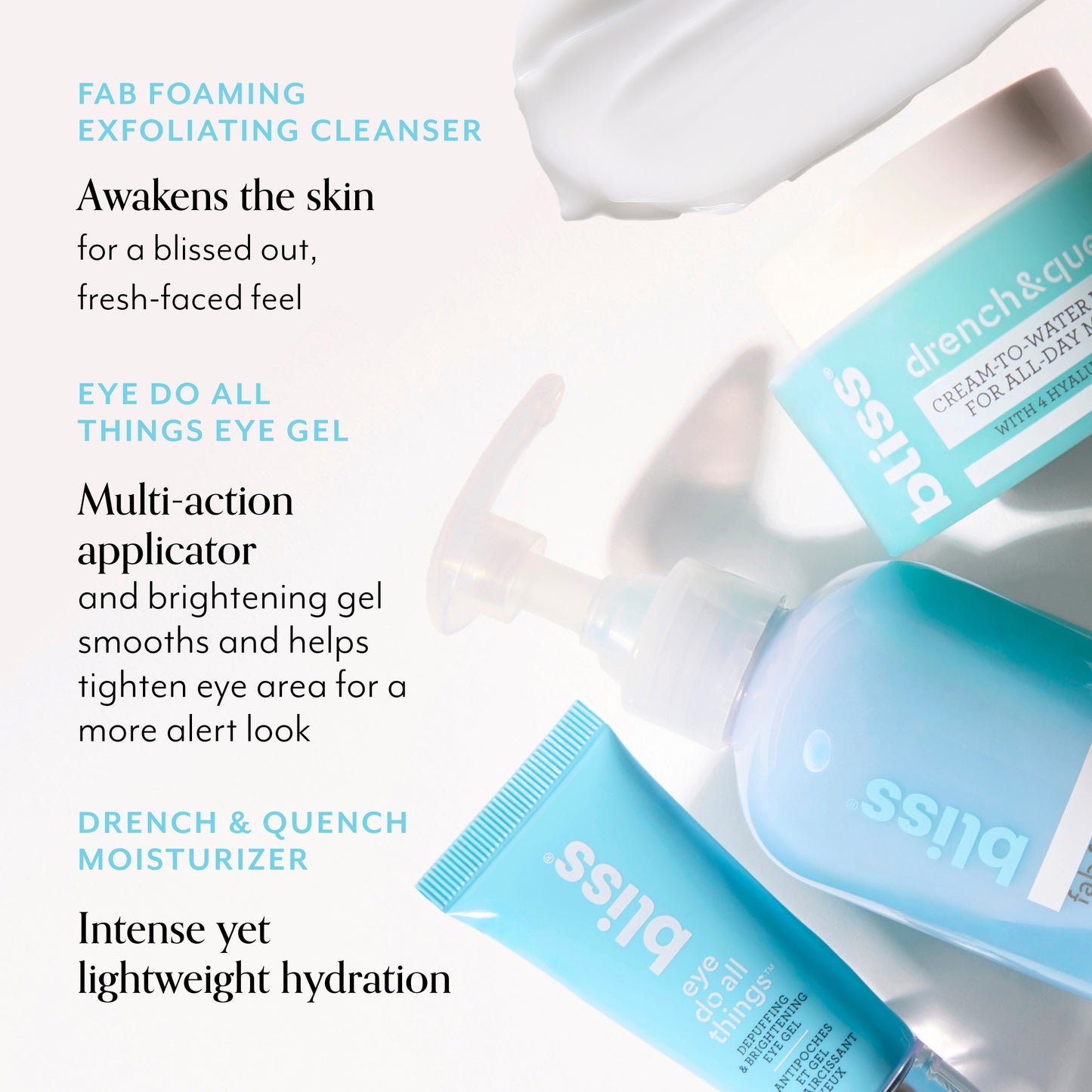 head to toe essentials kit - Eye Cream, Moisturizer and cleanser - benefits
