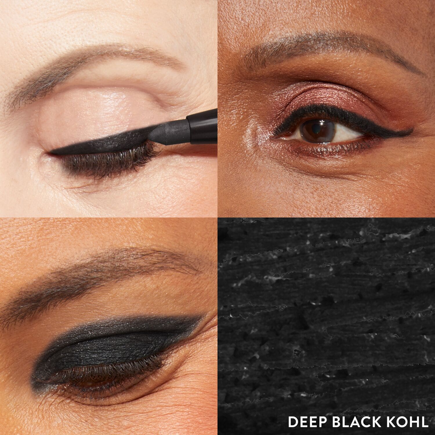 Kajal Longwear Eyeliner 3 model grid in Deep Black Kohl
