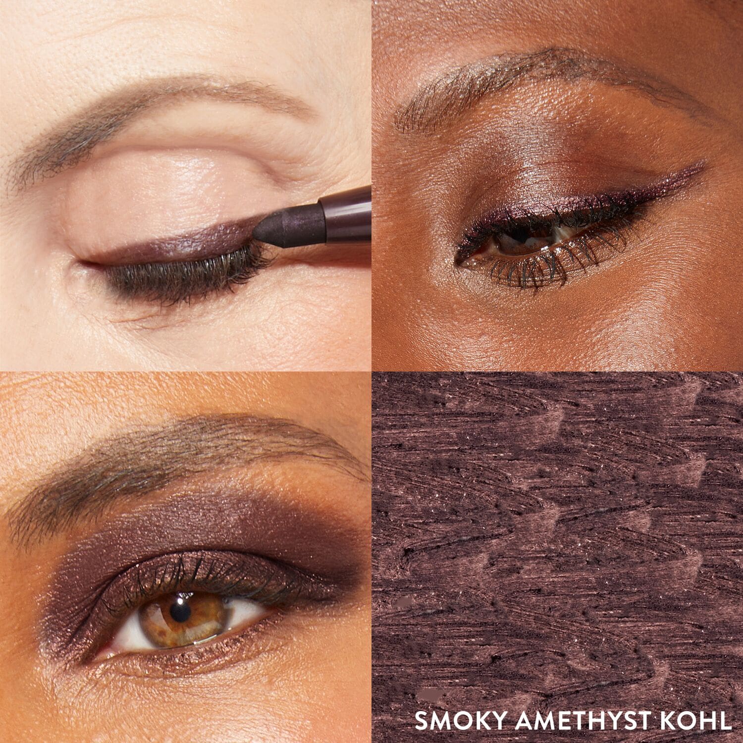 Kajal Longwear Eyeliner 3 model grid in Smoky Amethyst Kohl