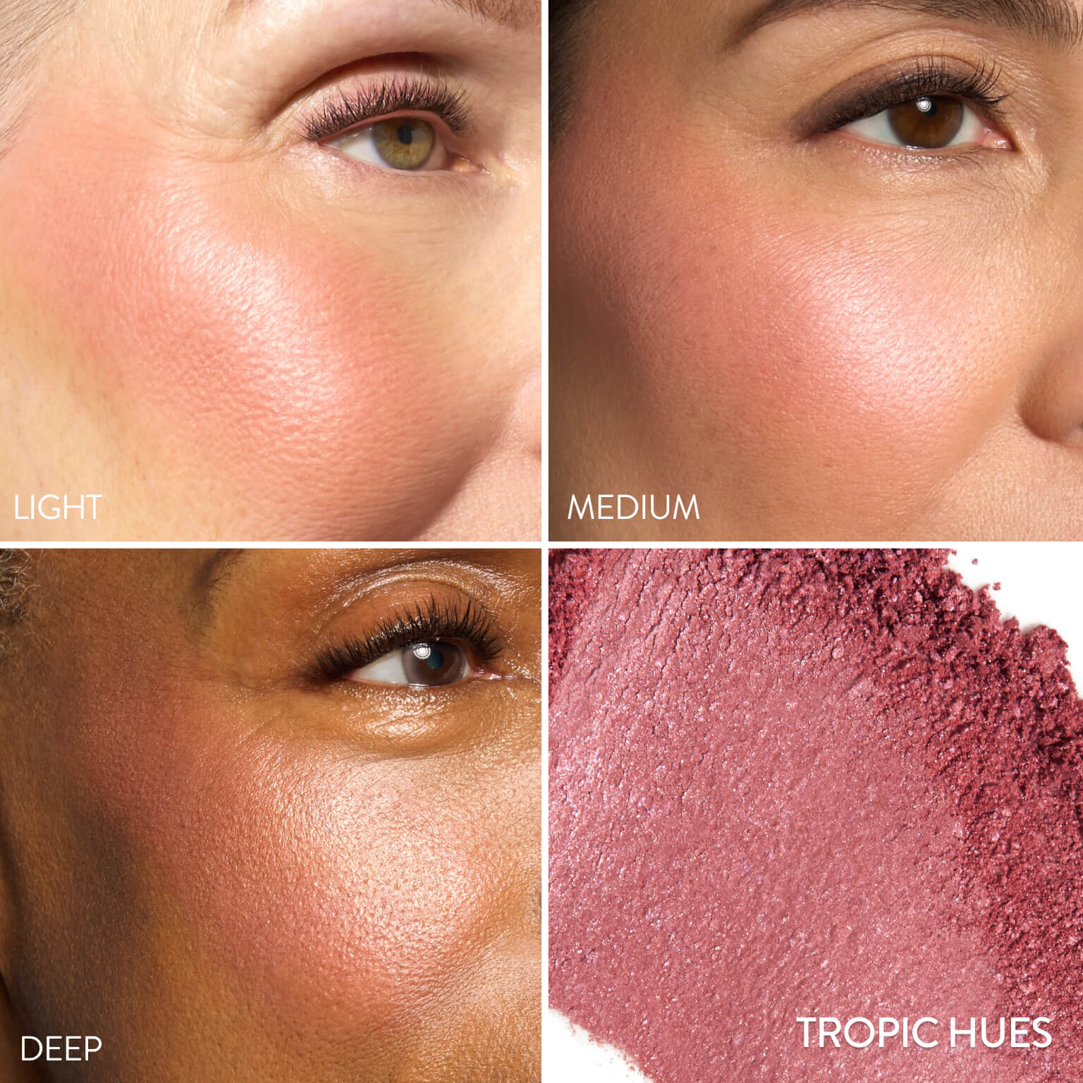 Blush-n-Brighten Model Grid in tropic hues