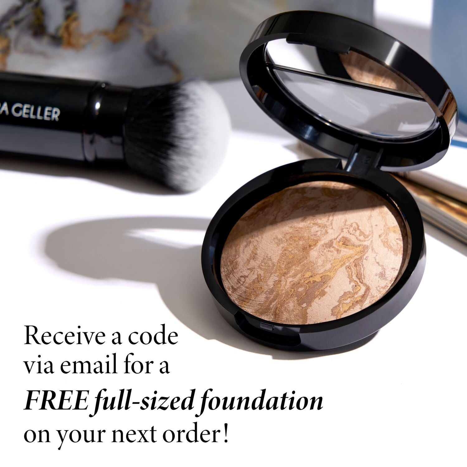 Baked Balance-n-Brighten Foundation Discovery Kit receive code via email for a free full-sized foundation on your next order