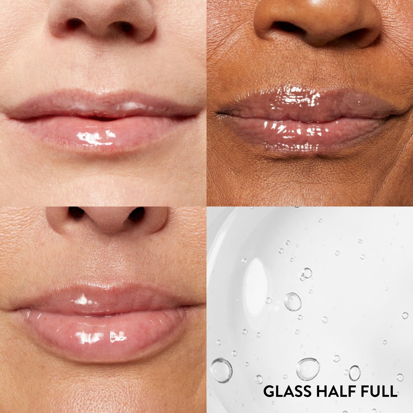 Fine Shine Lip Oil - 3 model grid - Glass half full