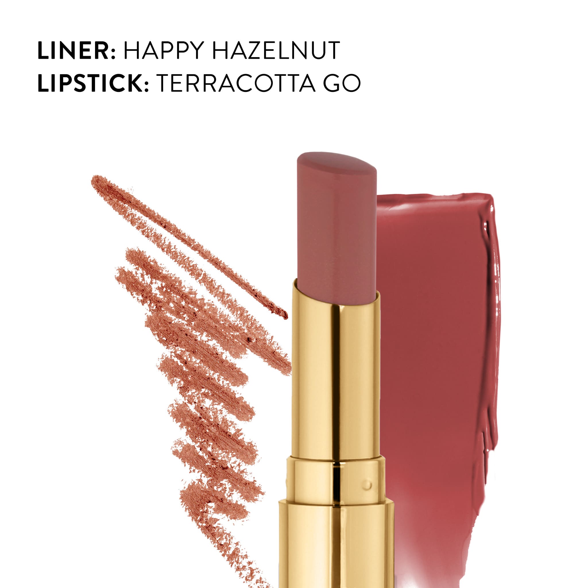 Jelly Balm Hydrating Lip Color pairs well with modern classic liner in Terracotta Go