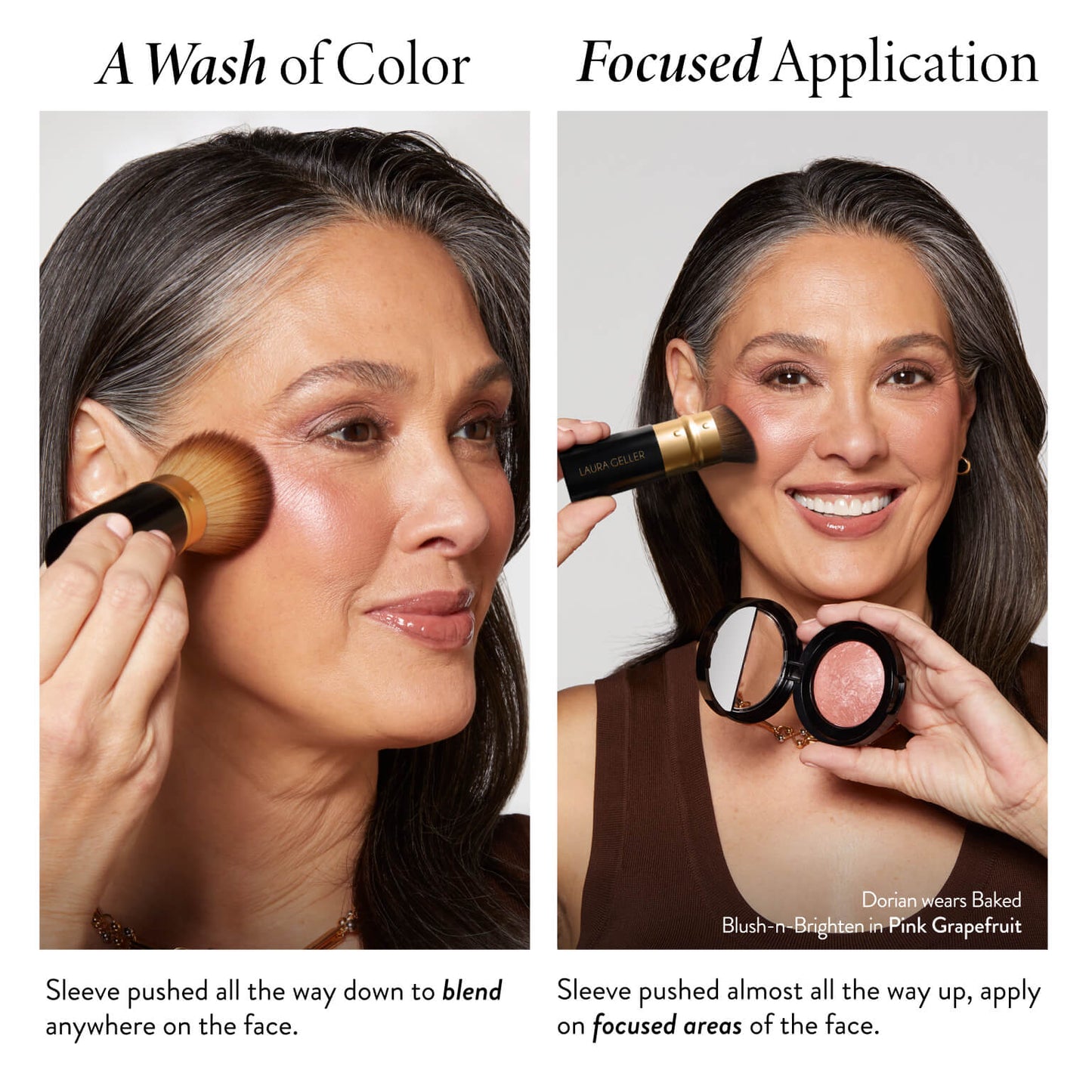 Retractable Angled Kabuki Brush two ways to use