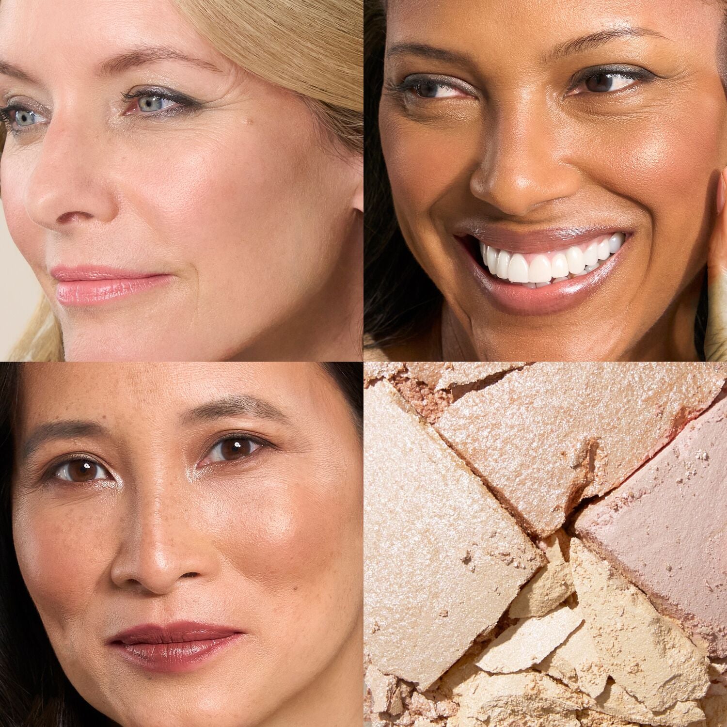 Baked Natural Glow Highlighter Quad Model Grid all shades