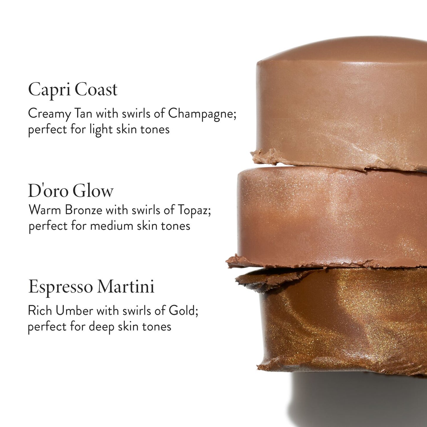 Italian Marble Bronzer Stick shades with description