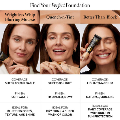 Weightless Whip Blurring Mousse Foundation comparison