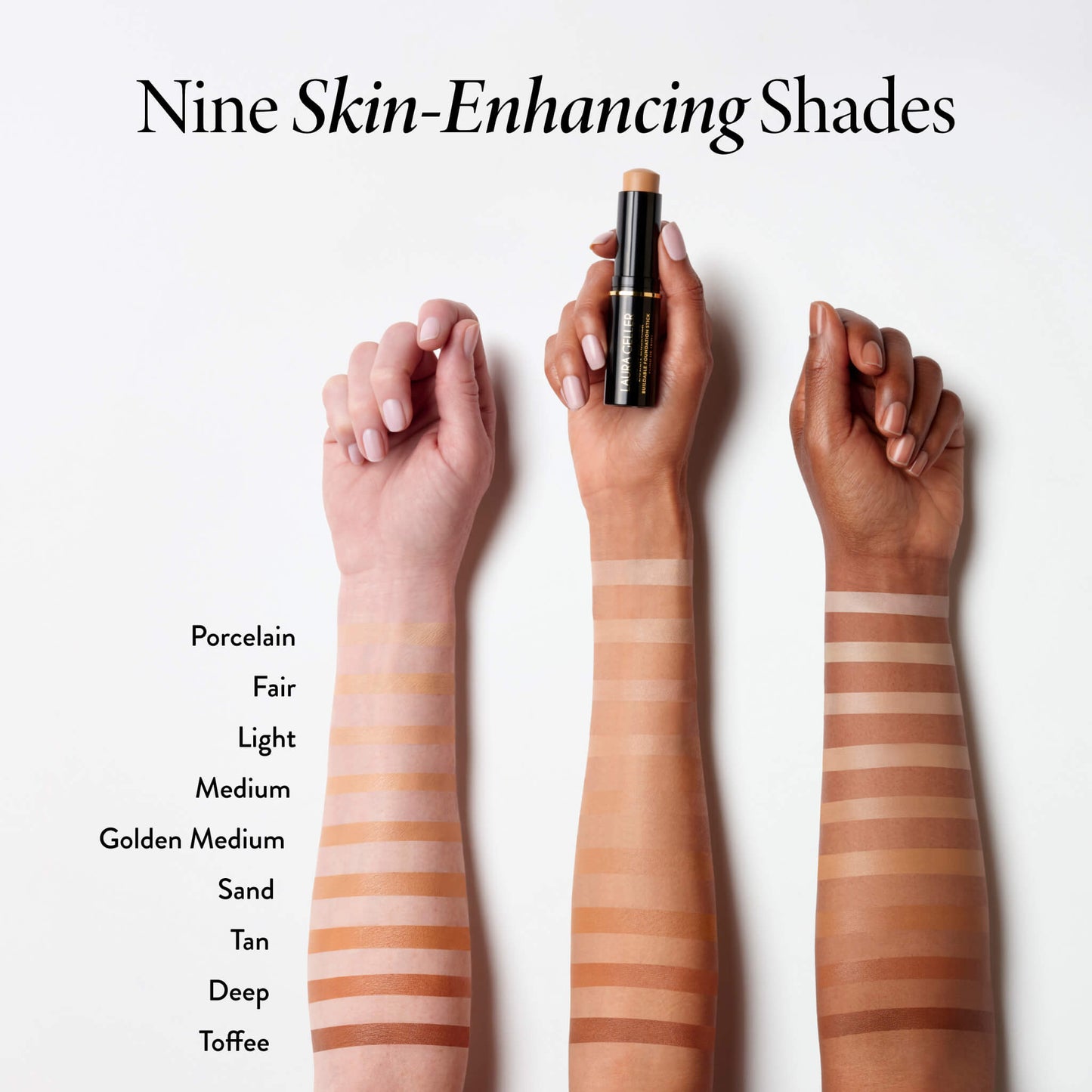 Instant Enhancer Buildable Foundation Stick arm swatches