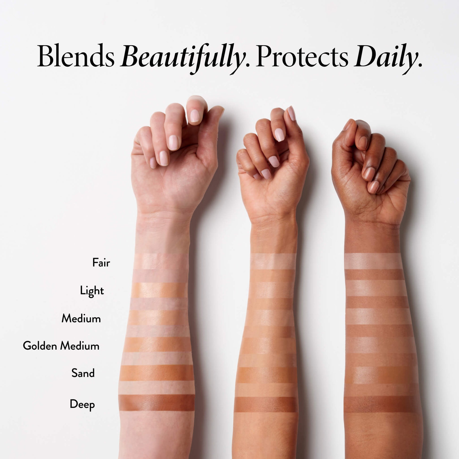 Better Than ‘Block Skincare-Infused Serum Foundation with Broad Spectrum SPF 50+ arm swatches
