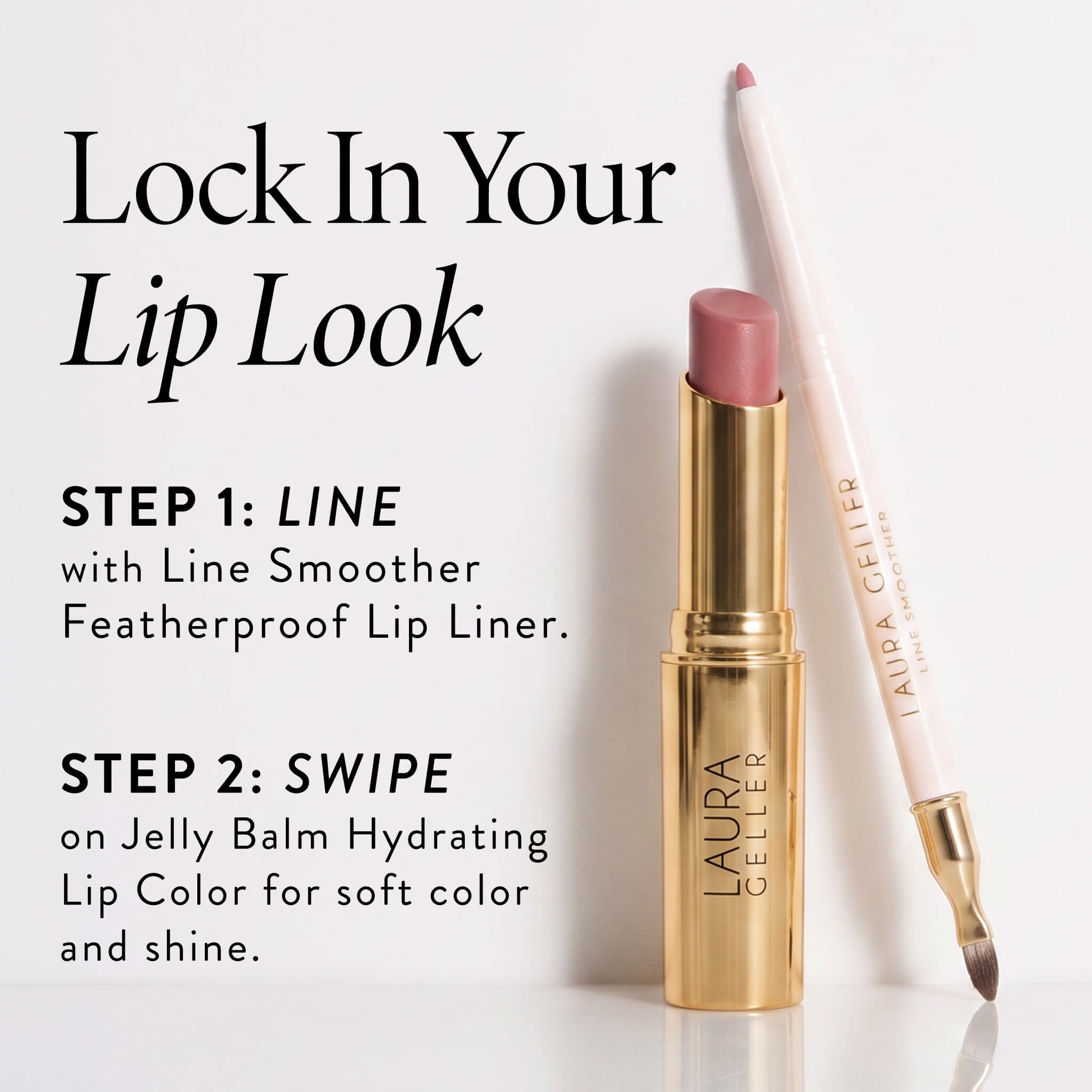 Jelly Balm Hydrating Lip Color paired with lip liner