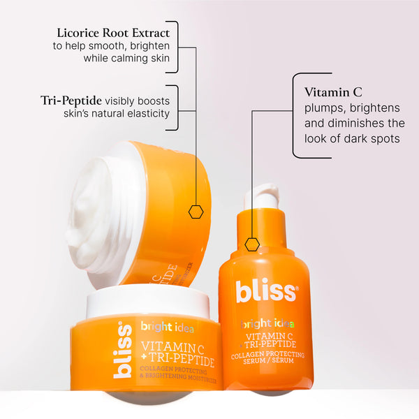 Bliss x LG The Brightening Kit key ingredients include Licorice Root Extract, Tri-Peptide, and Vitamin C