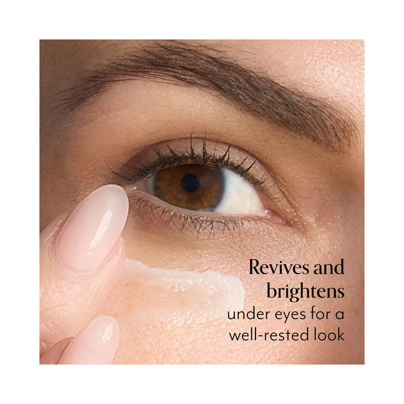Bliss x LG Bright Idea Collagen-Protecting Eye Cream product callout on model 