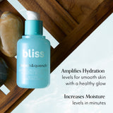Bliss x LG Drench & Quench Serum product benefits include increases moisture in minutes