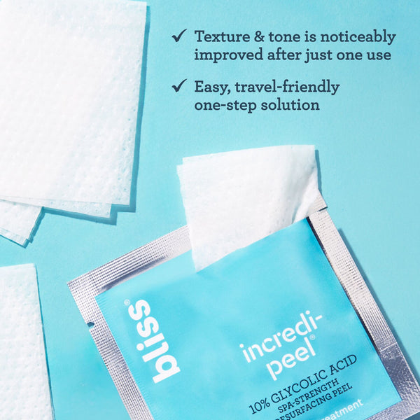 Incredipeel glycolic resurfacing pads product benefits