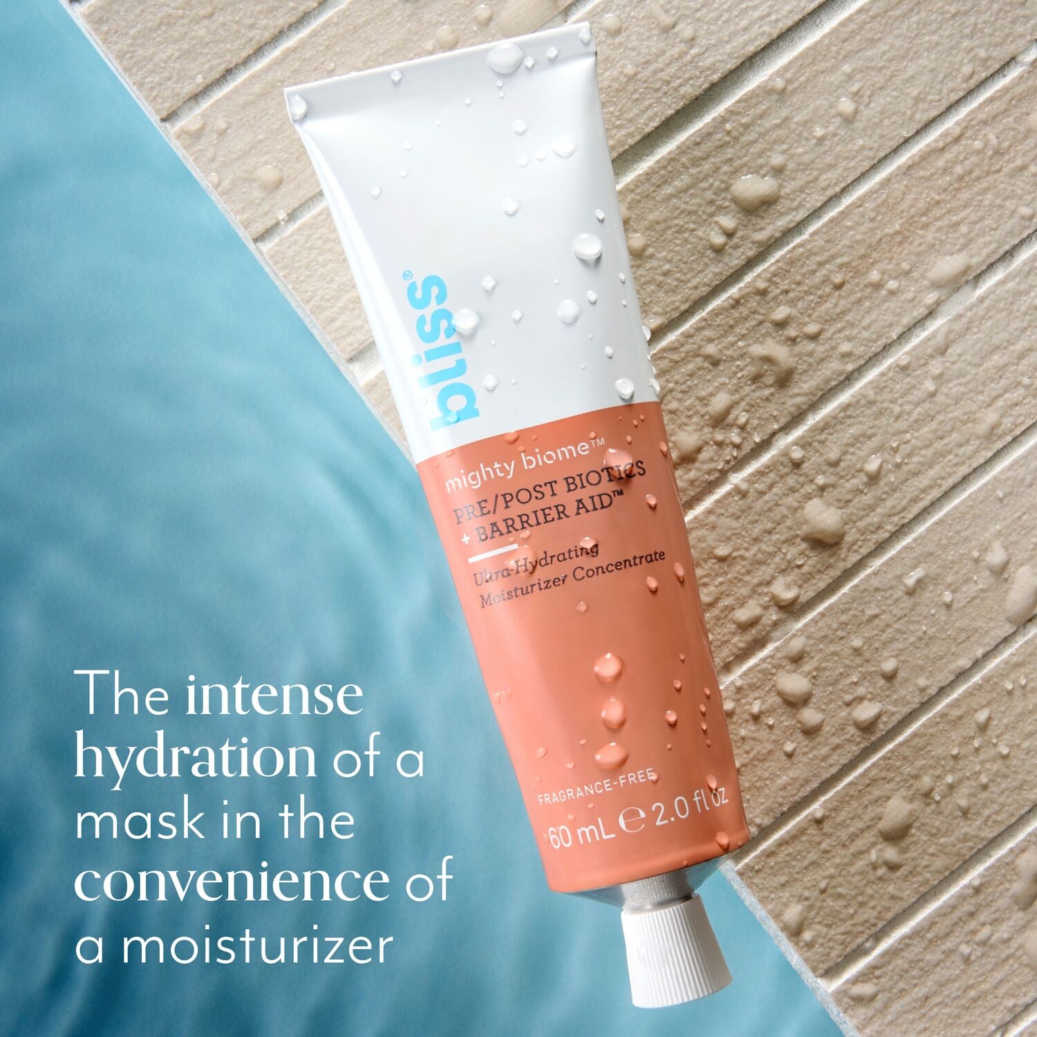 Mighty Biome Skin Barrier Moisturizer  product benefits lifestyle image - intense hydration of a mask in a moisturizer 