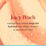 Bliss x LG Oh That's Rich Ultra Silky Sheen Body Cream has a Juicy Peach scent that keeps skin hydrated post-shave, shower, or any time of day