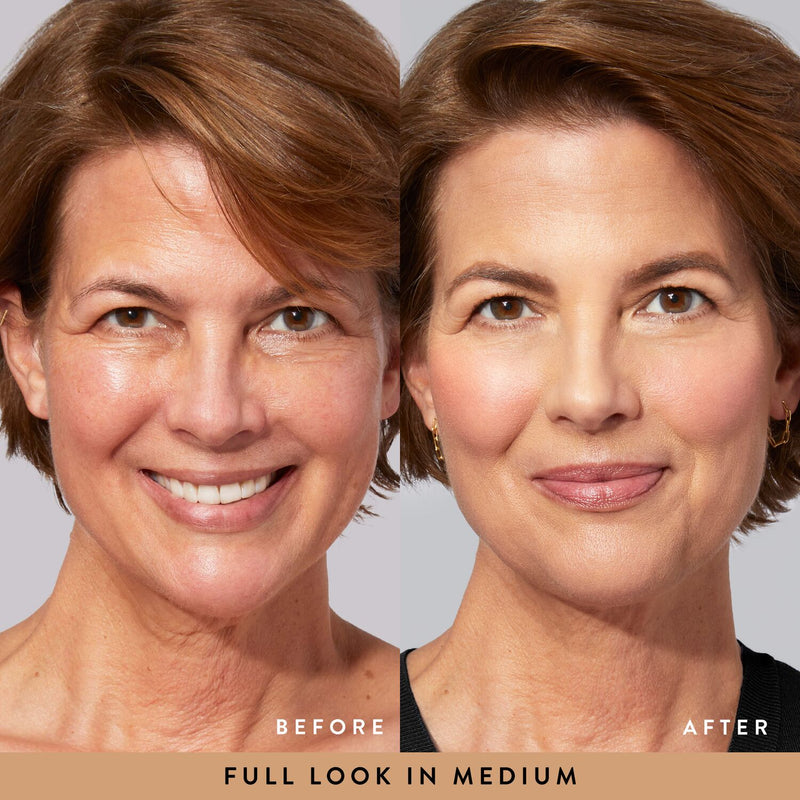 Daily Routine: Natural Finish Full Face Kit (4 PC) Model before and after image in Medium 