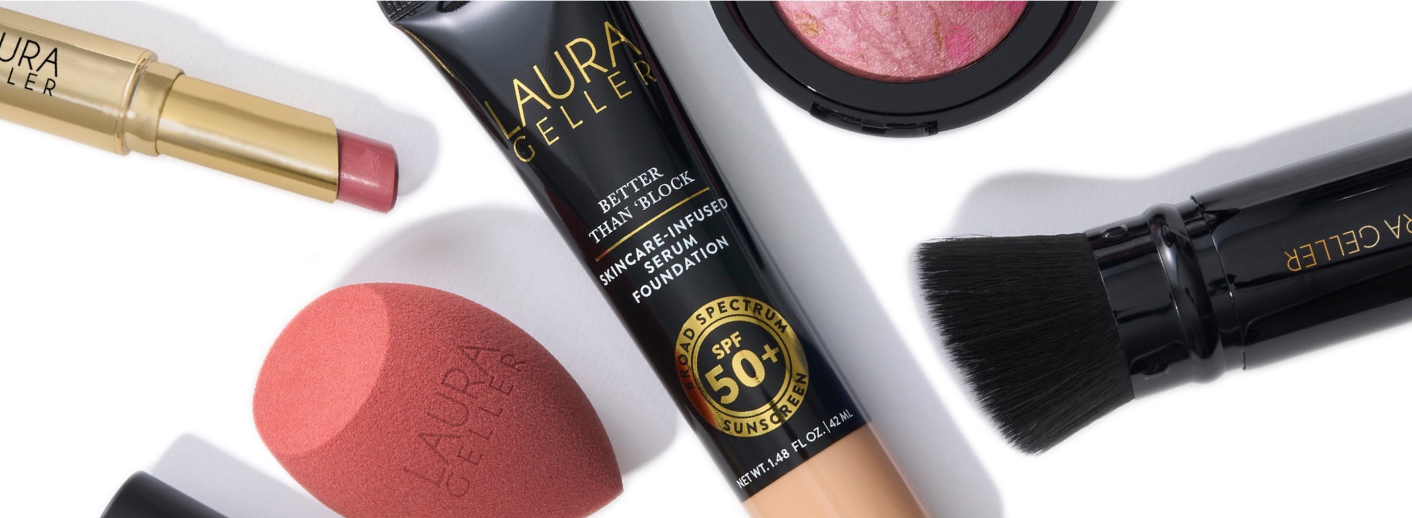 Lifestyle image of Jelly Balm, Better Than Block, Sponge and Kabuki Brush 