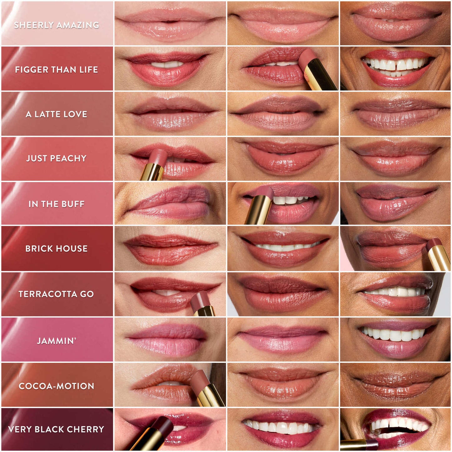 Jelly Balm Hydrating Lip Color Shade Model Chart