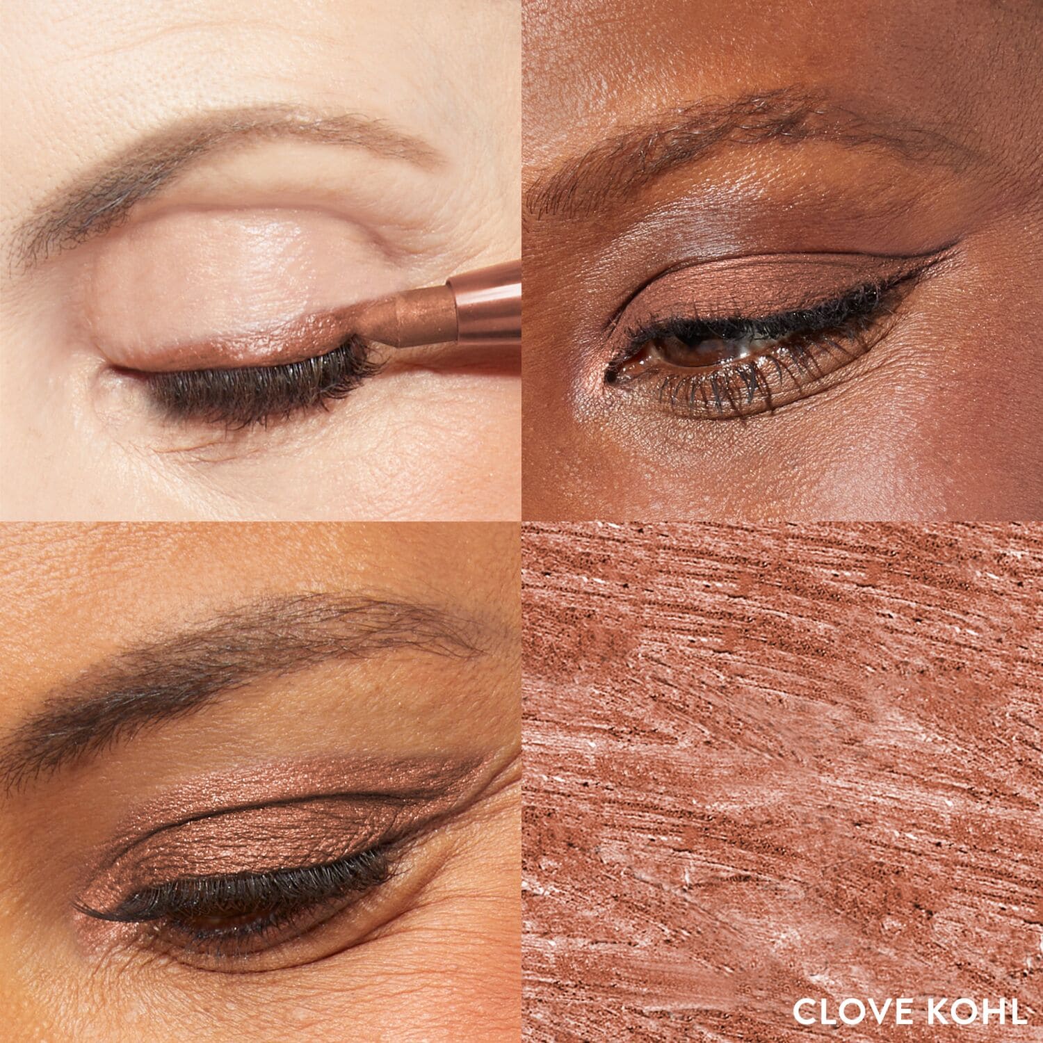 Kajal Longwear Eyeliner 3 model grid in Clove Kohl 