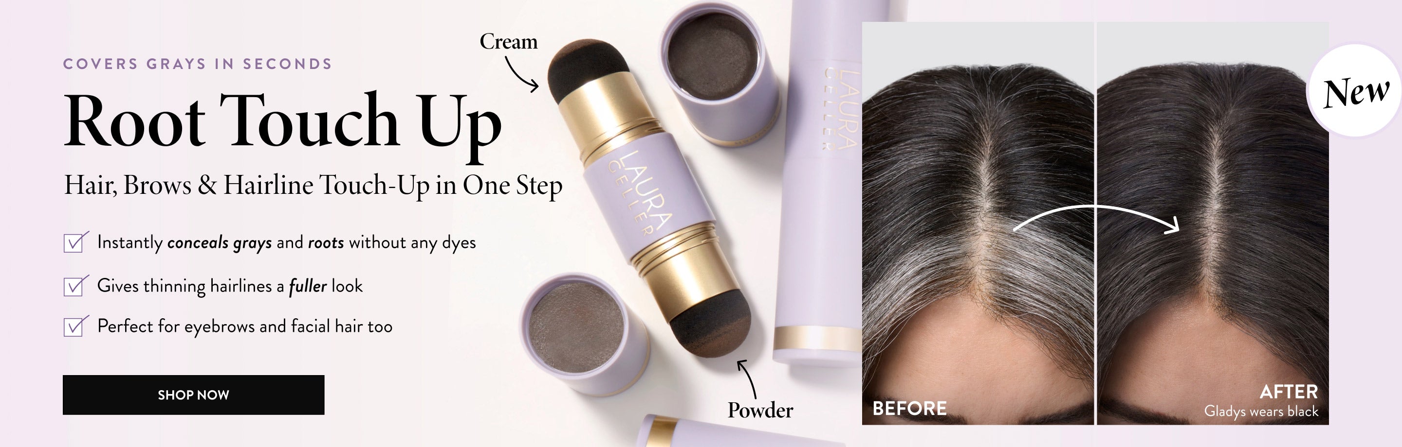 Cover grays in seconds with Root Touch Up - hair, brows, hairline touch-up in one step
