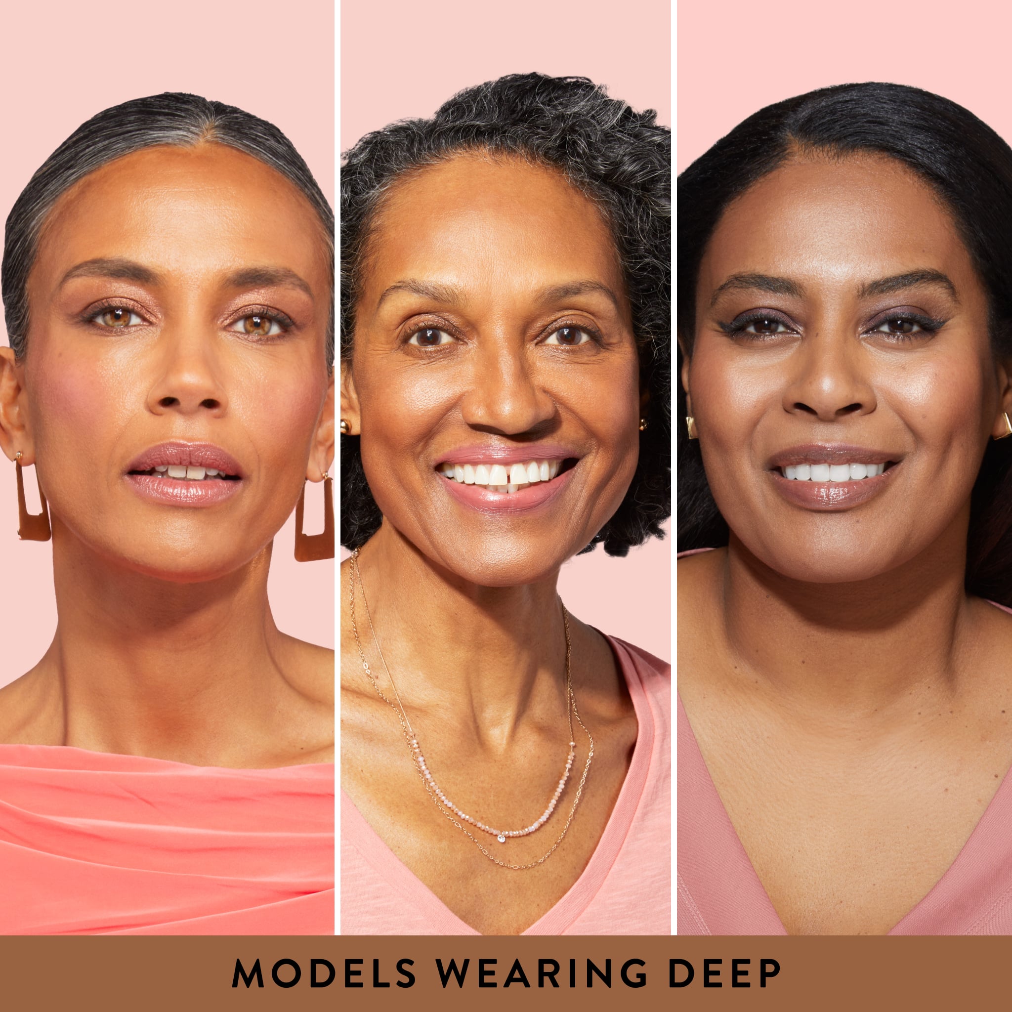 Baked Balance-n-Glow Color Illuminating Foundation 3 model grid in shade Deep