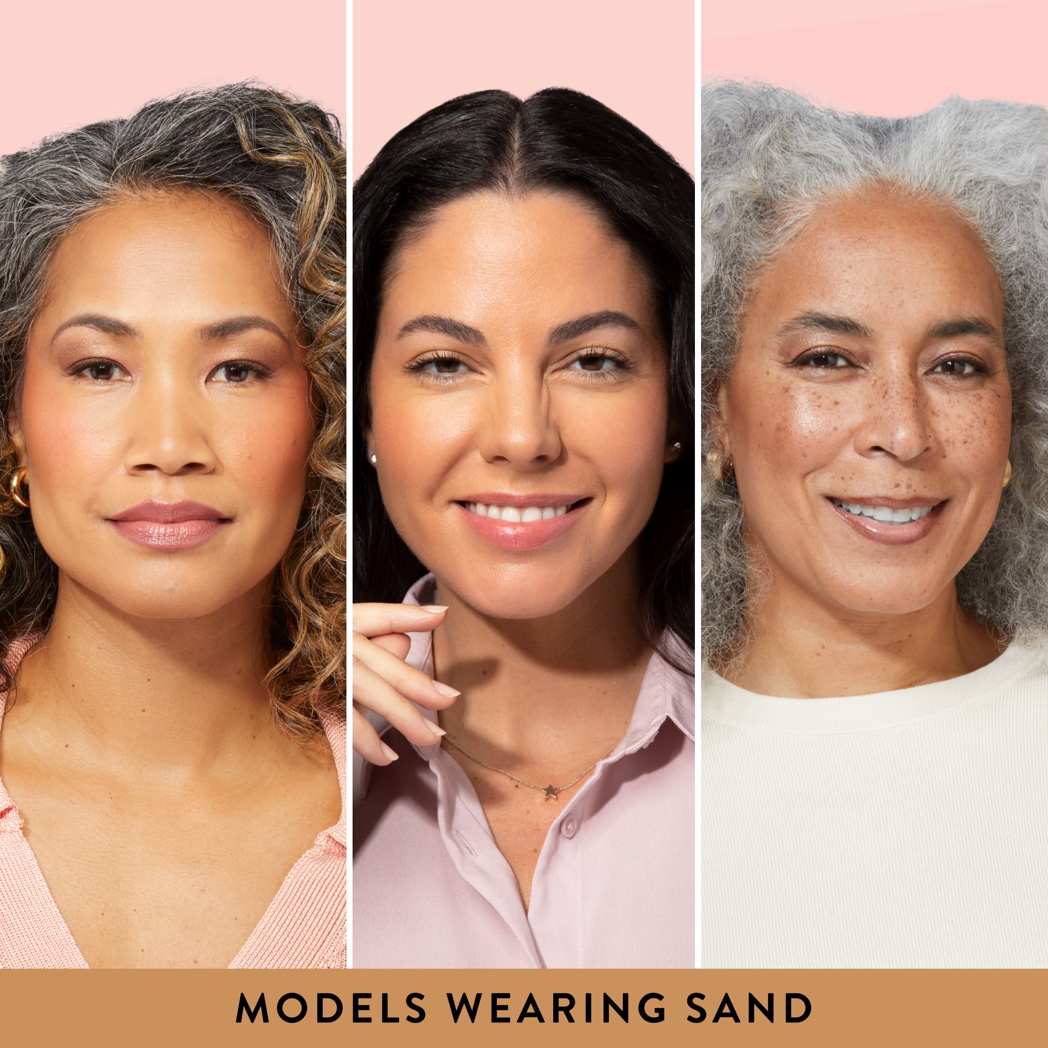 Baked Balance-n-Glow Color Illuminating Foundation 3 model grid in shade Sand