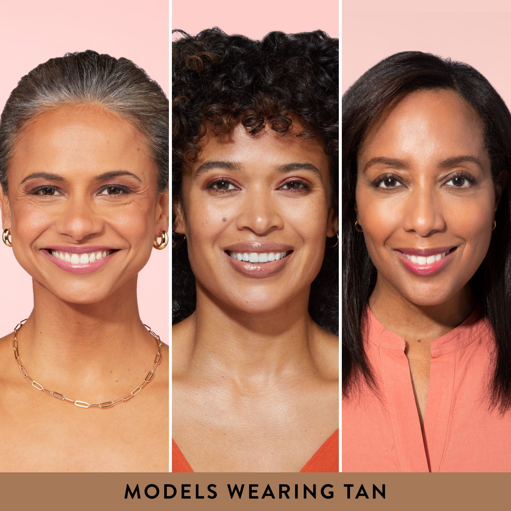 Baked Balance-n-Glow Color Illuminating Foundation 3 model grid in shade Tan