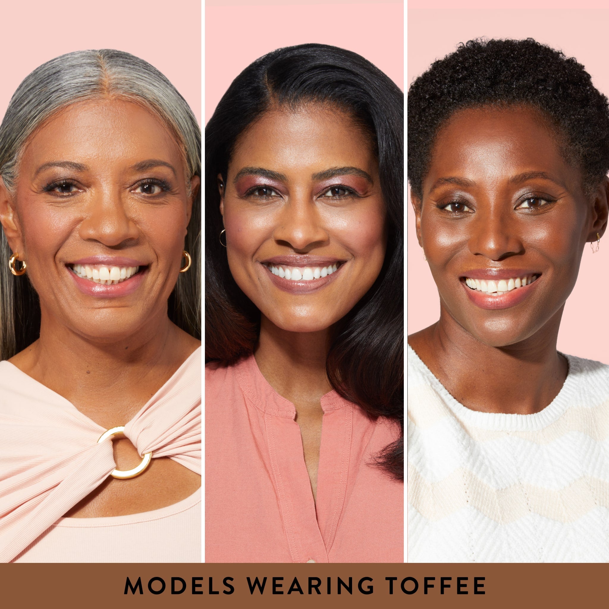 Baked Balance-n-Glow Color Illuminating Foundation 3 model grid in shade Toffee