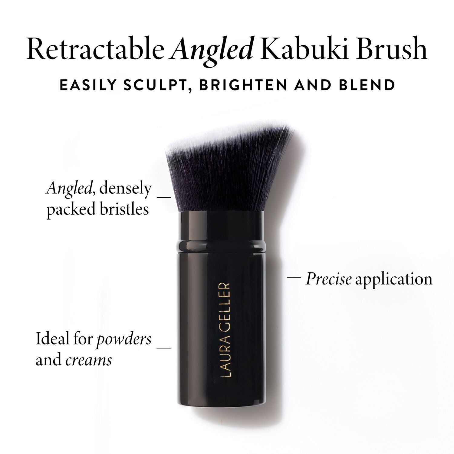 Retractable Angled Kabuki Brush Travel Friendly Makeup Brush for