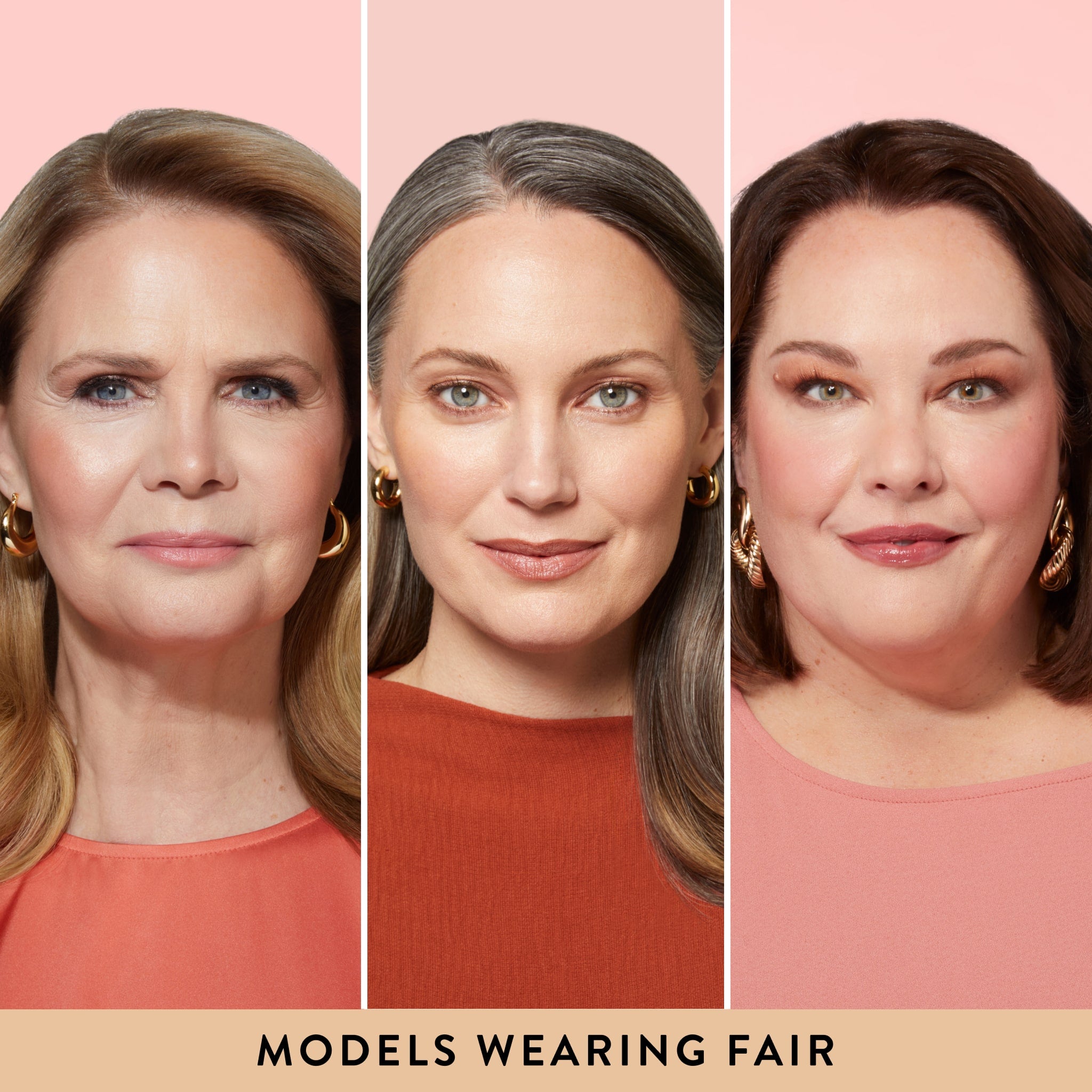 Baked Balance-n-Glow Color Illuminating Foundation 3 model grid in shade Fair