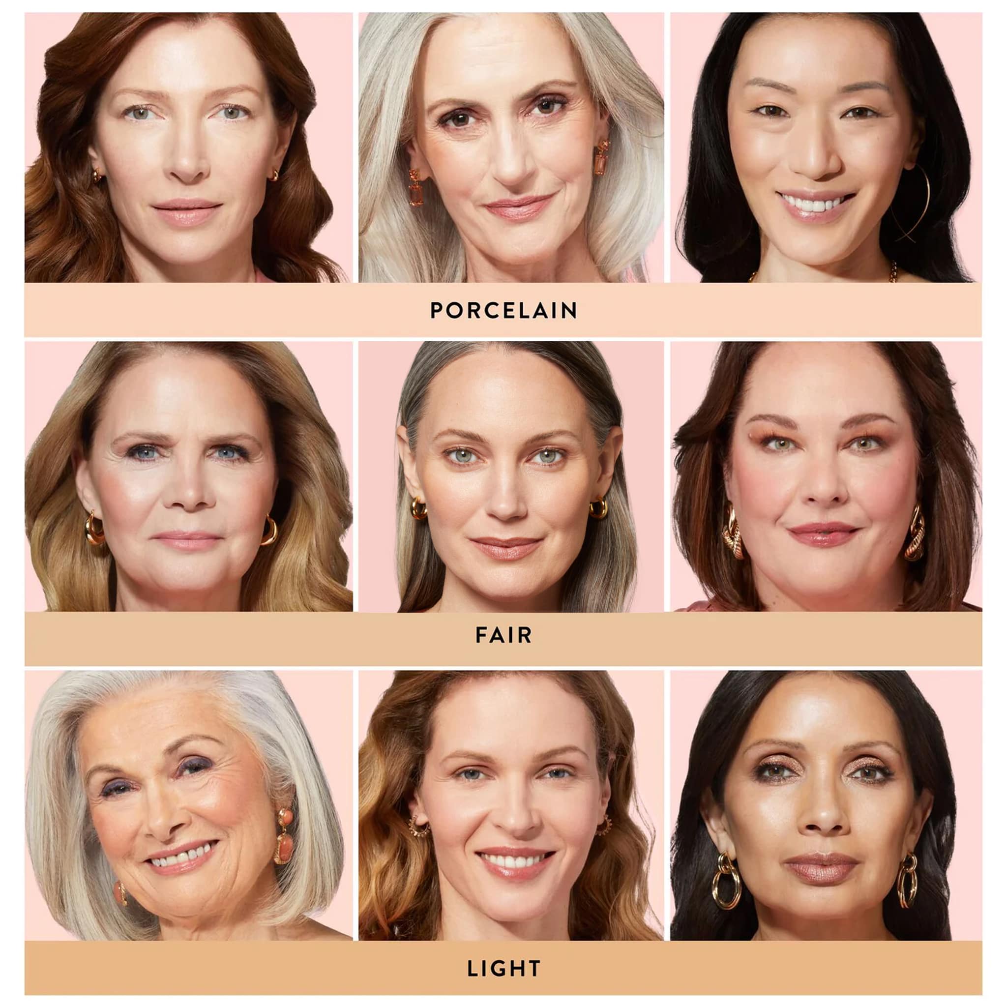Baked Balance-n-Glow Color Illuminating Foundation model grid in Porcelain, Fair, Light