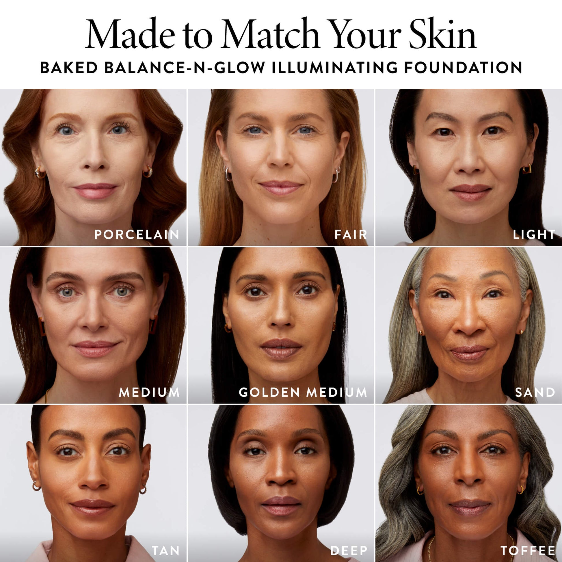 Baked Balance-n-Glow Illuminating Foundation 9 grid models