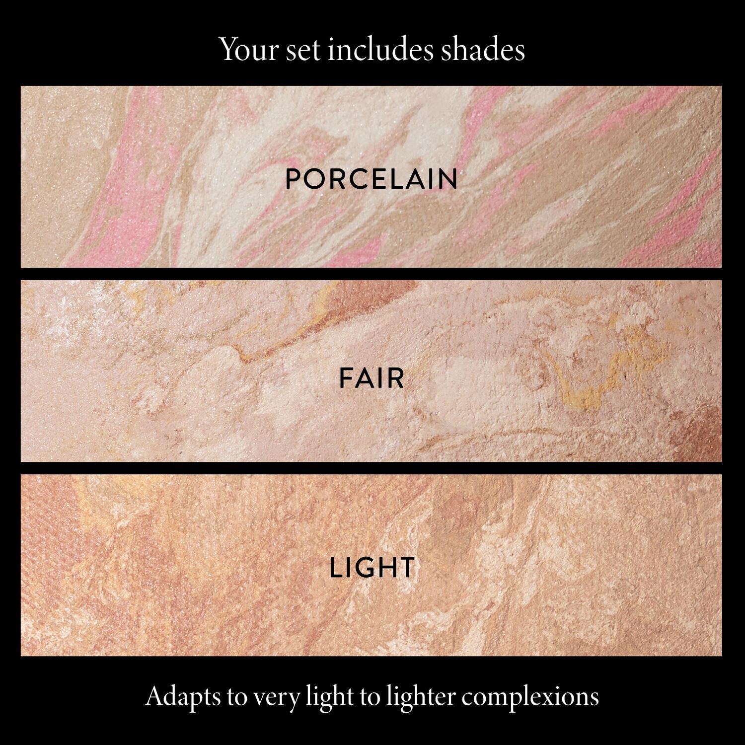 Baked Balance-n-Brighten Foundation Discovery Kit shade swatches in fair shade range