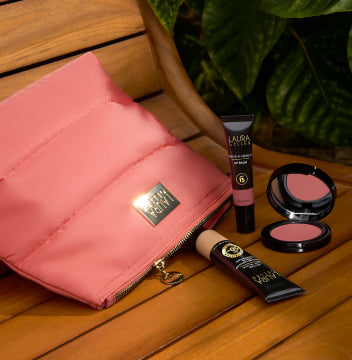 Good Skin SPF Kit lifestyle image of products and bag