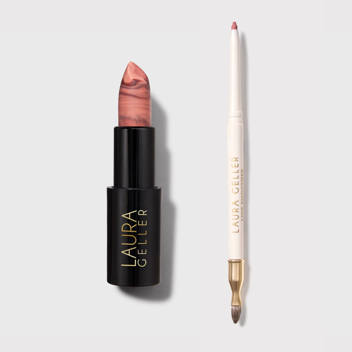 Italian Marble Lipstick + Line Smoother Lip Liner soldier in Honey Bun & Pink