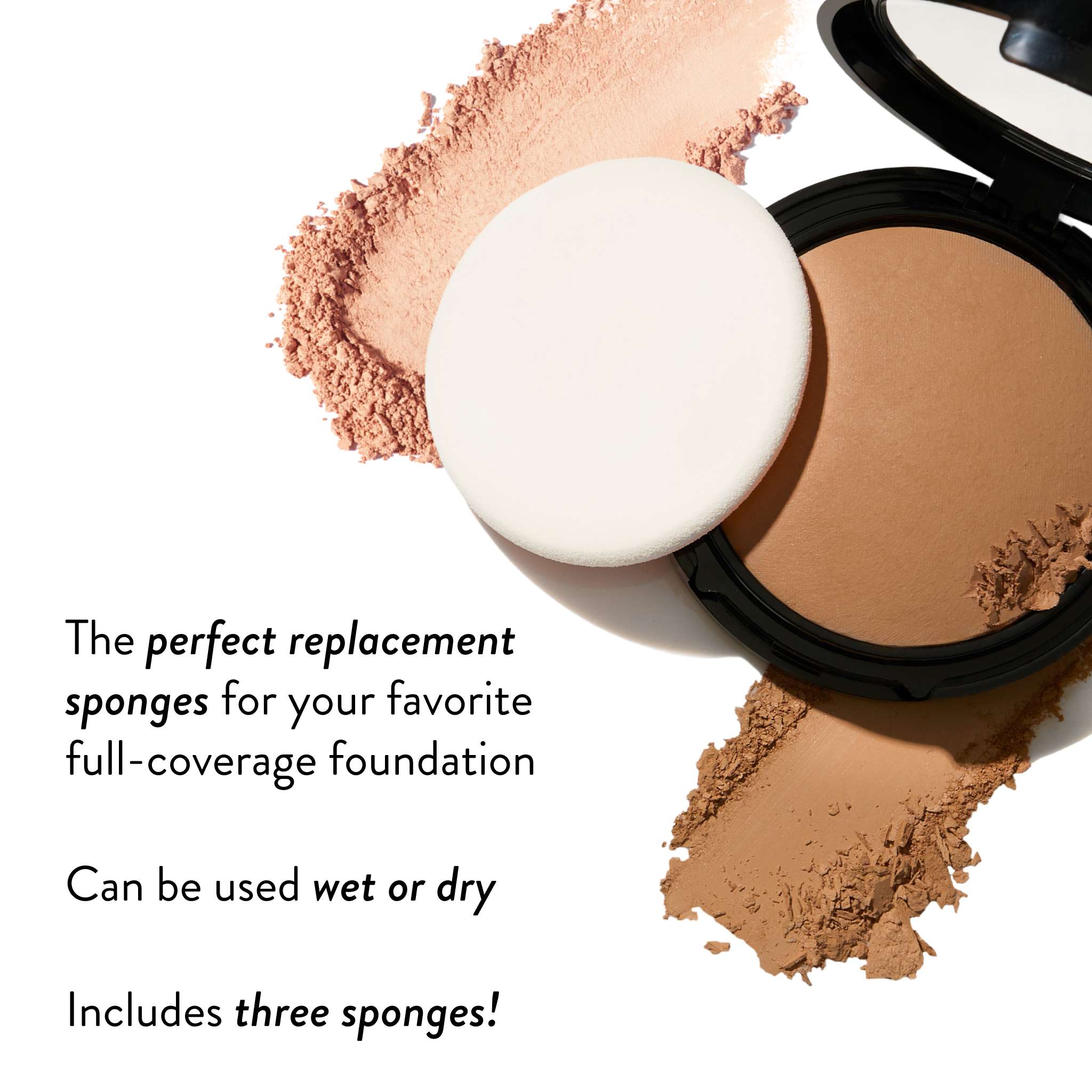 Double Take Baked Full Coverage Foundation Replacement Sponge Trio - application