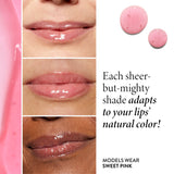 Fine Shine Glossy Lip Oil Product Benefits with Model Grid