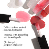 Fine Shine Glossy Lip Oil product benefits and lifestyle shot
