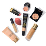Full Face Blending Sponge lifestyle layflat with foundation
