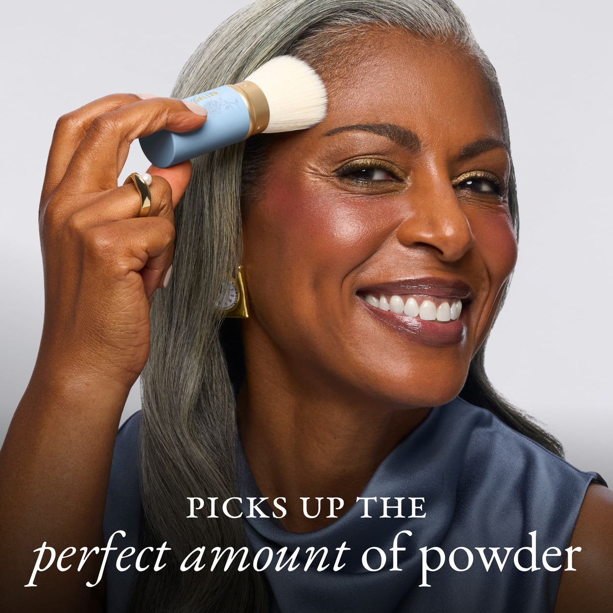 Limited Edition Retractable Angled Kabuki Brush picks up the perfect amount of powder