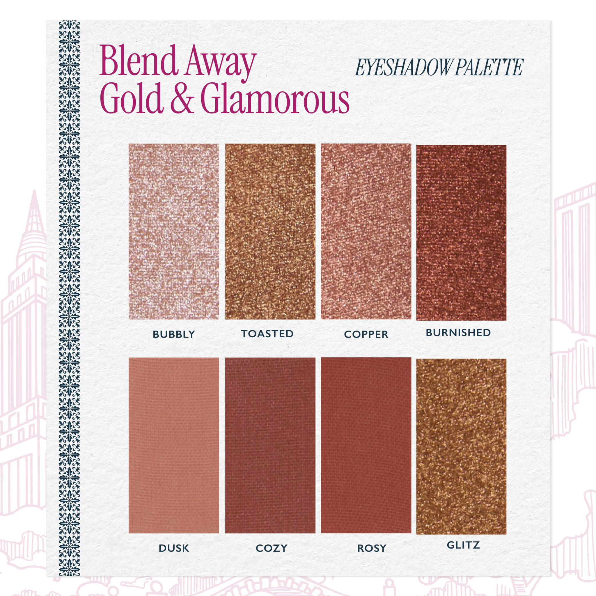 Blend Away Gold & Glamorous 8 Multi-Finish Eyeshadow Palette texture