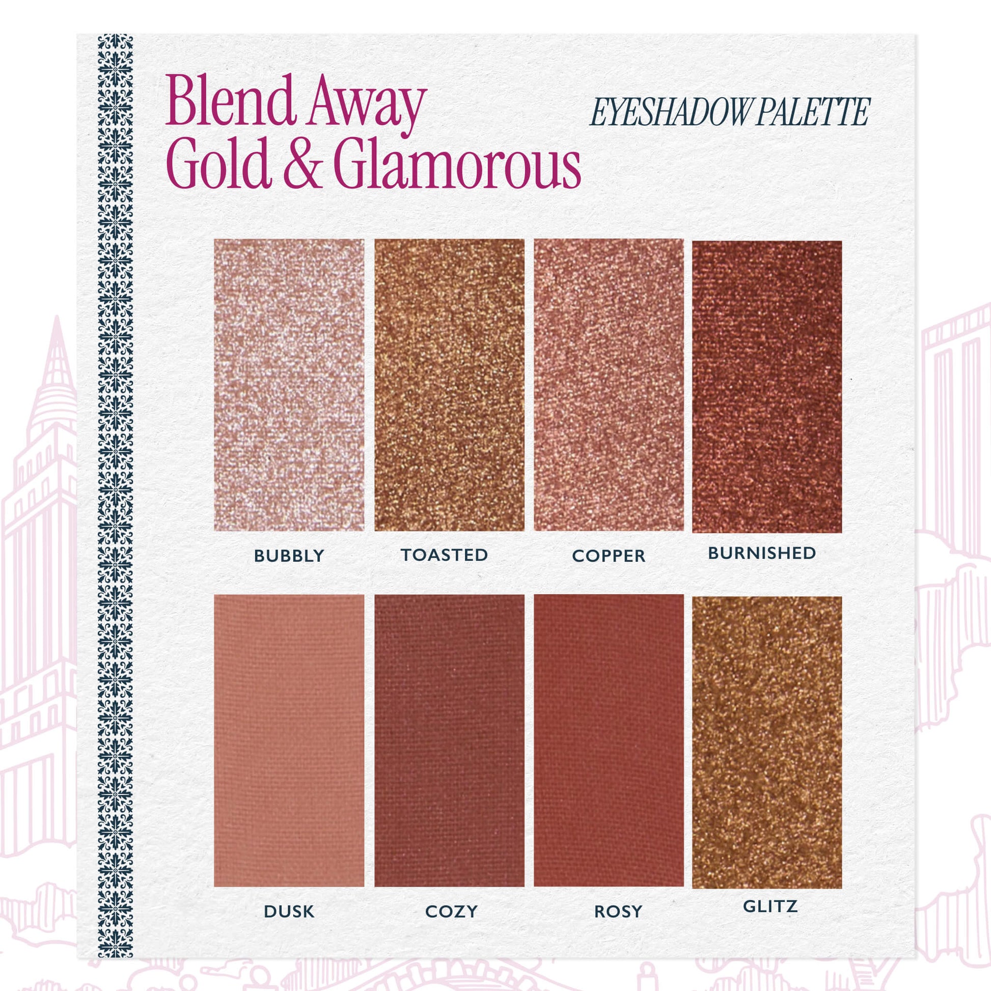 Blend Away Gold & Glamorous 8 Multi-Finish Eyeshadow Palette texture
