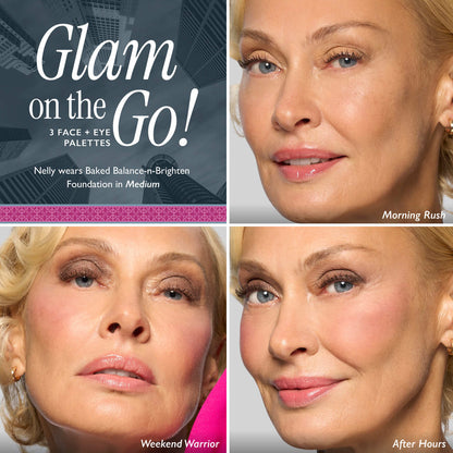 Glam on the Go Face + Eye Palette model grid in medium