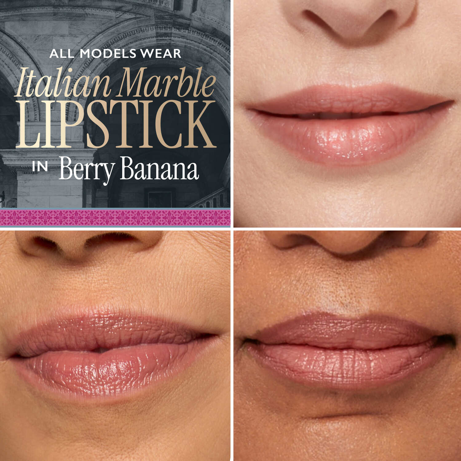 Italian Marble Lipstick Duo Model Grid in Berry Banana