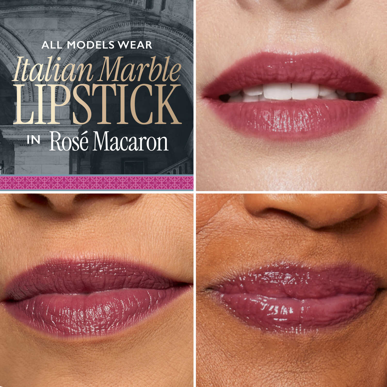 Italian Marble Lipstick Duo Model Grid in Rose Macaron 