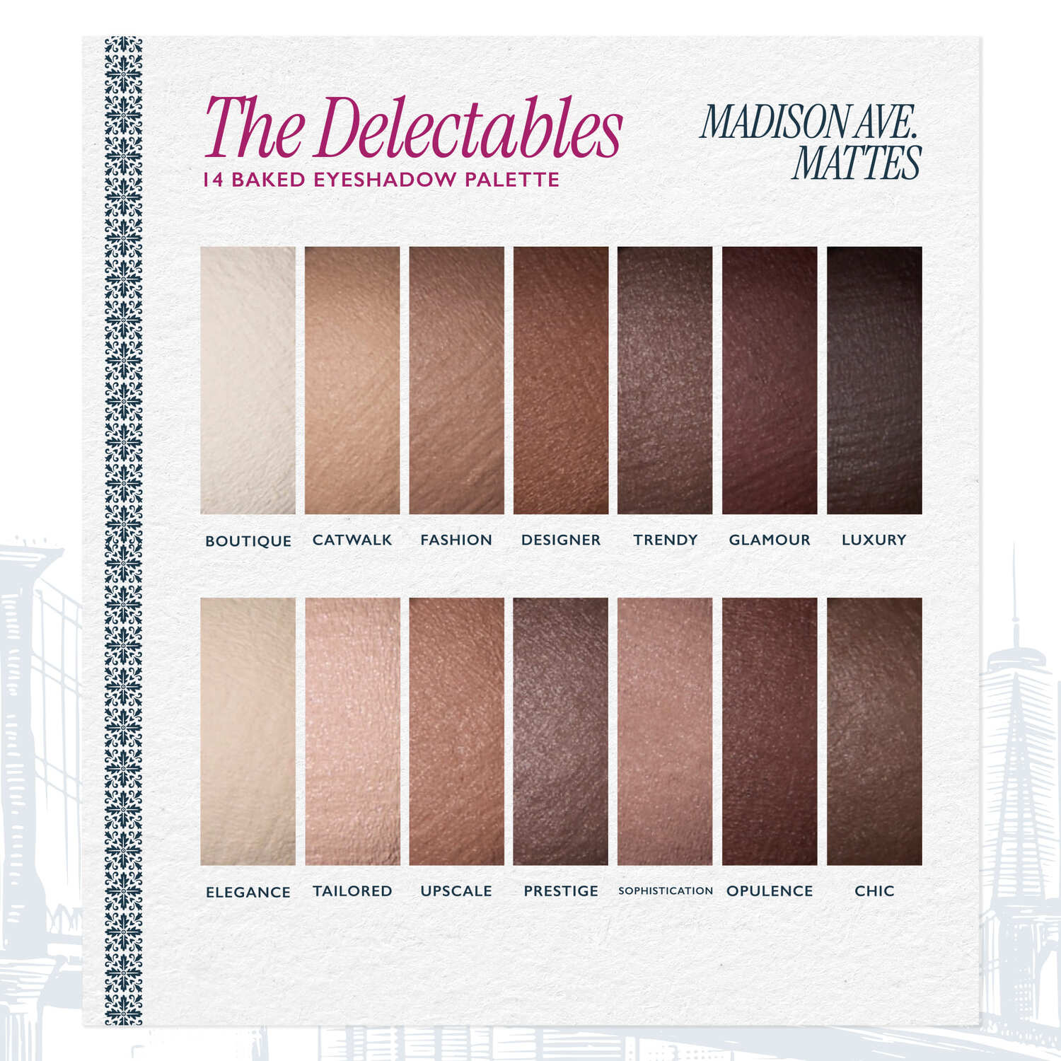 The Delectables Baked Eyeshadows Madison Ave. Mattes - textures