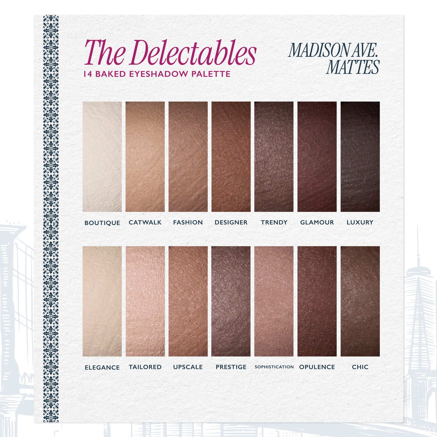 The Delectables Baked Eyeshadows Madison Ave. Mattes - textures